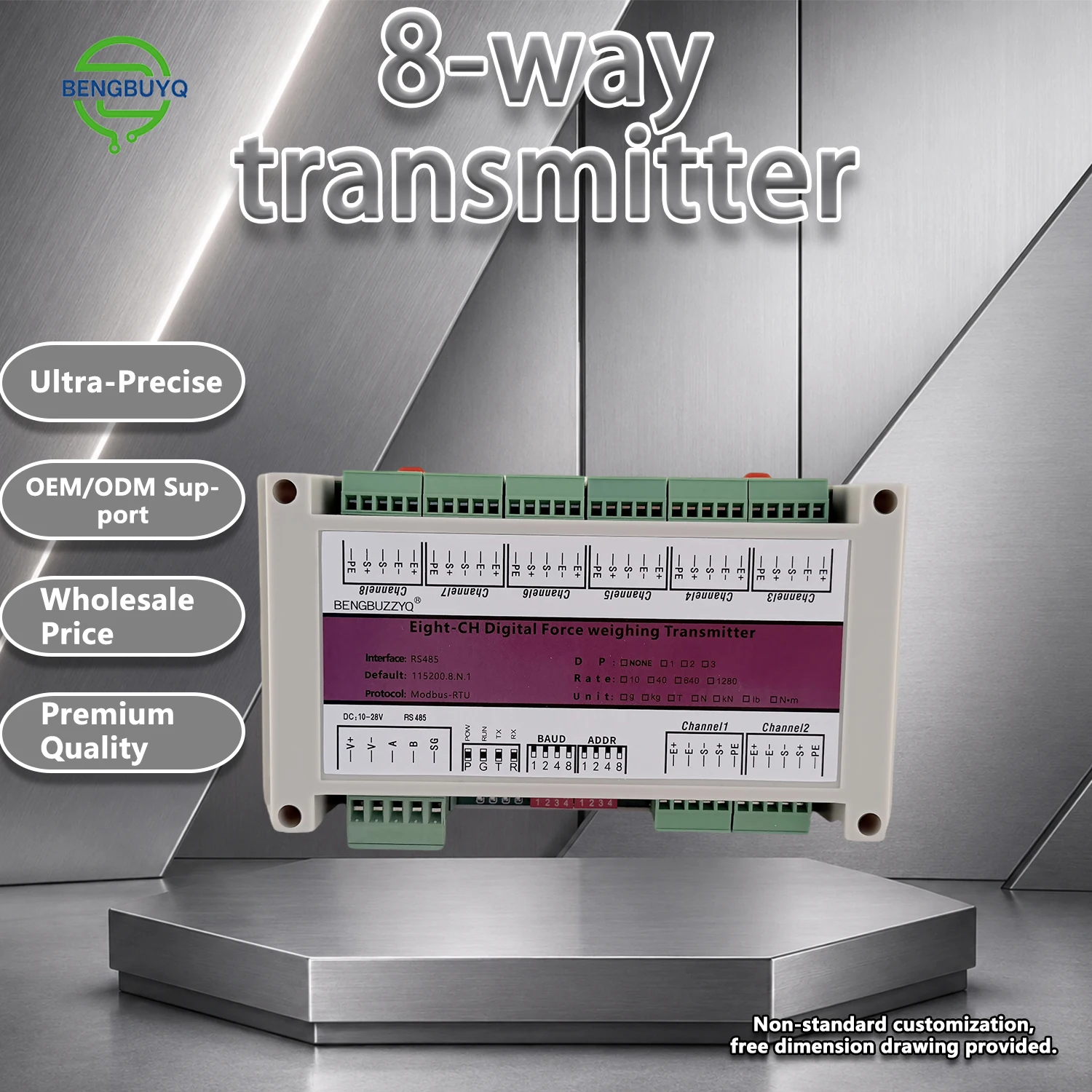 High-Speed 8-Channel Digital Weighing Transmitter 1280Hz Sampling Rate RS485 Modbus-RTU Load Cell Amplifier Dynamic Weight Se