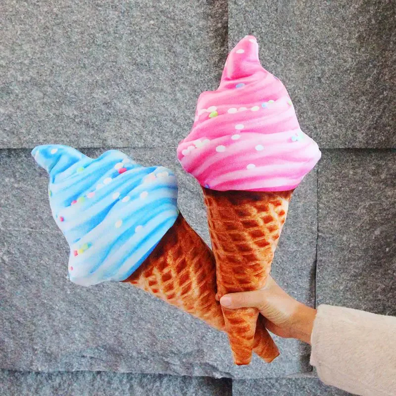 Cute Simulation Ice Cream Plush Pillow Stuffed Soft Toy Kawaii Birthday Gifts for Kids Cartoon Cone Dessert Decoration Cushion