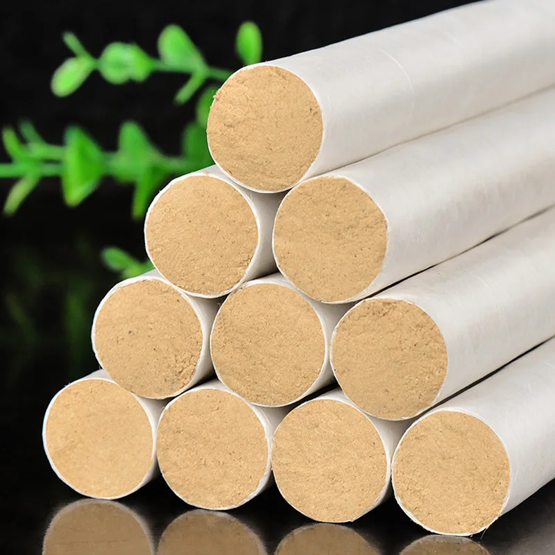 SHARE HO 60:1 Long Gold Moxa Rolls Chinese Moxibustion Acupuncture Heating Therapy 10 years Old Pure Artemisia Roller 10pcs view 5