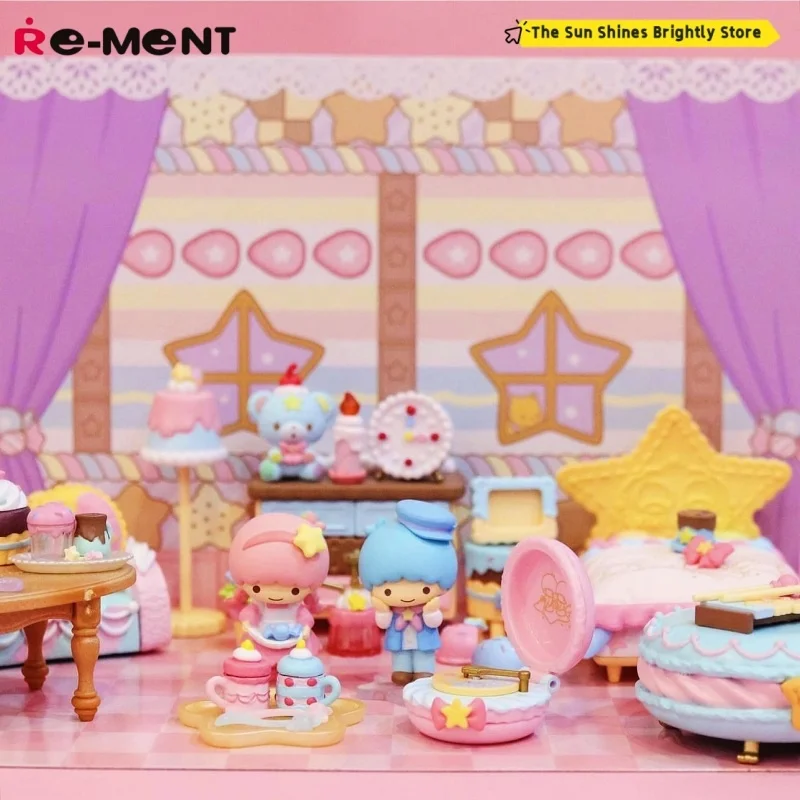

RE-MENT Sanrio Twin Stars Pink Candy House Miniature Scene Model Desktop Decoration Toy Figure Collection Festival gifts
