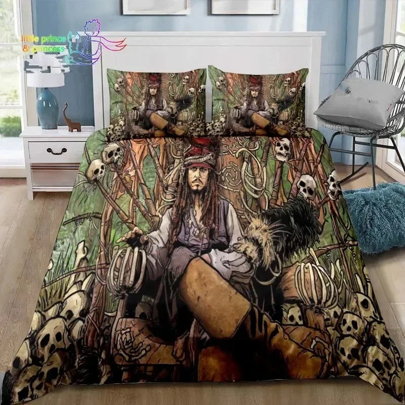 Vintage Pirates Comfortable Duvet Quilt Cover Pillowcase Bedding Set Children Bedroom Decoration Home Textile
