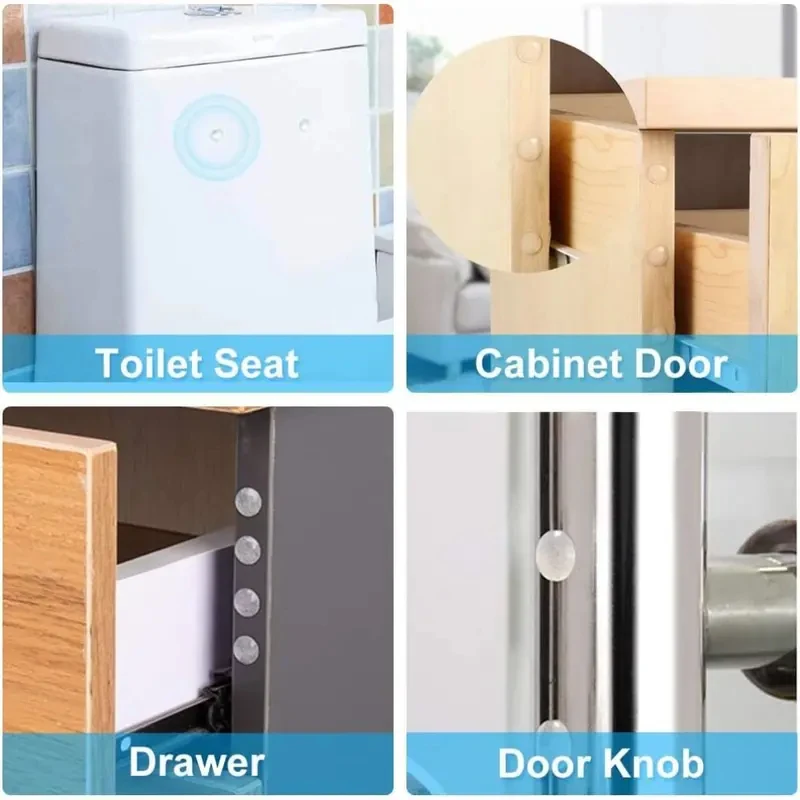 Almohadillas Redondas Transparentes Autoadhesivas de Silicona, Amortiguadores de Sonido para Puertas de Armario, Topes de Goma Silenciosos para Muebles