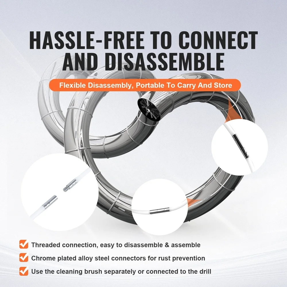 40-футовая сушилка, набор щеток для чистки вентиляционных каналов, щетина высокой плотности, гибкие нейлоновые аксессуары для чистки труб, домашняя противопожарная защита