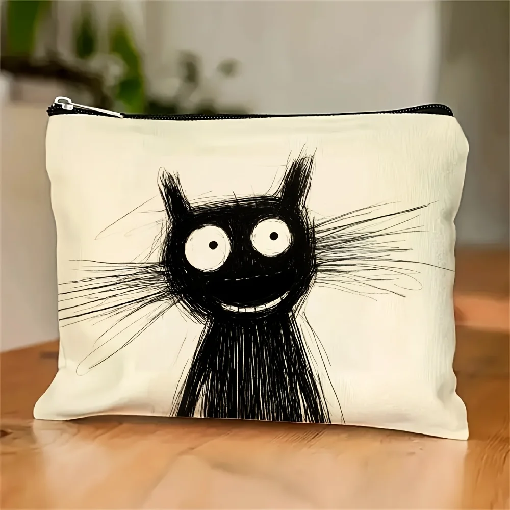 ACute Cat Makeup Bag- Multifunctional Zipper Pouch, Jewelry Storage Bag, Perfect Travel Zipper Small Storage Bag.