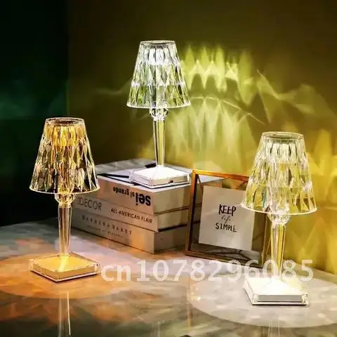 Lampu meja USB proyektor kristal LED, lampu meja malam dekorasi kamar, lampu malam untuk dekorasi rumah kamar tidur