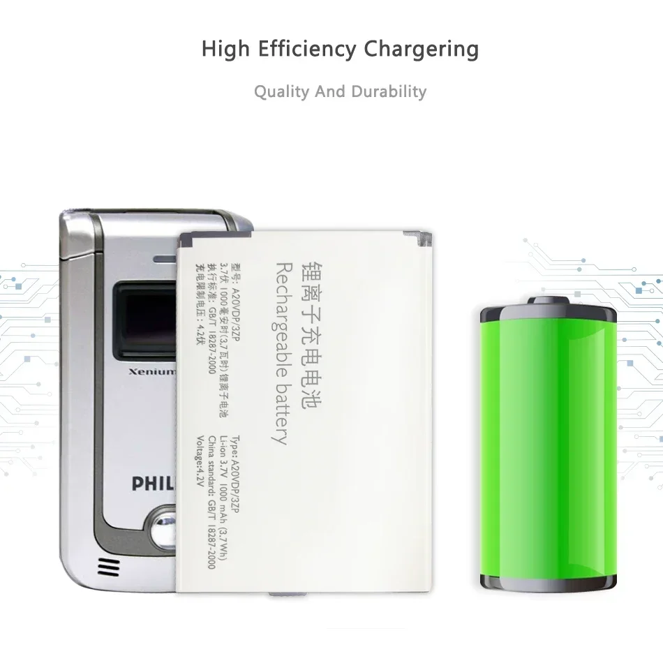 A20VDP/3ZP High Quality Replacement Battery For PHILIPS X332 F533 K700 X703 E320 1000mAh Batteries image 4