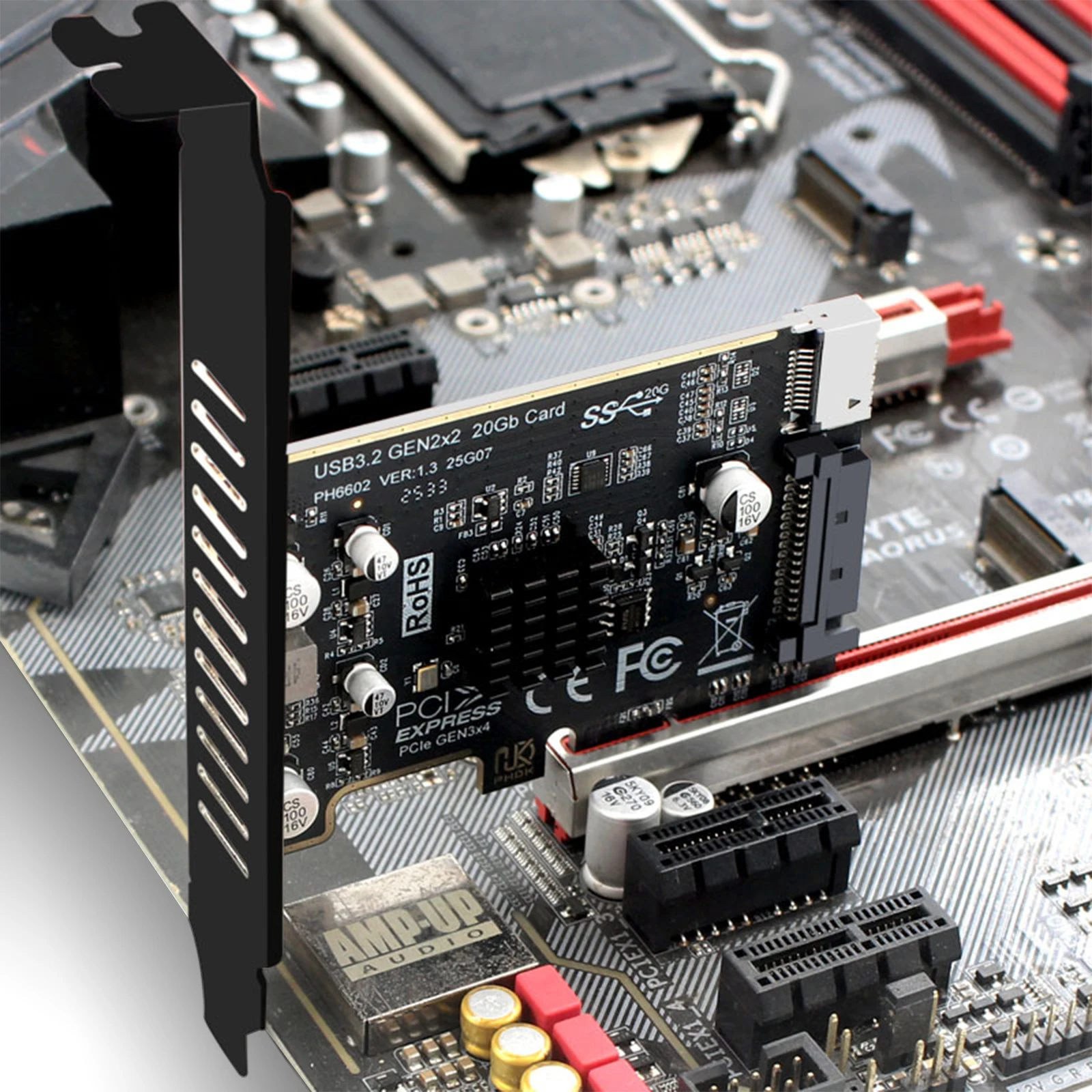 USB 3.2 GEN2 20Gb Riser Board PCIE to Type-E Expansion Card Riser Converter Board for Desktop PC Front Panel TYPE C Card