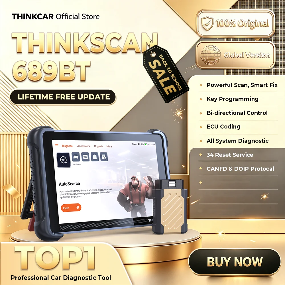 THINKCAR THINKSCAN 689BT IMMO Key Programming Automotive Diagnostic Tool CANFD DOIP Bi-directional ECU Coding Free Obd2 Scanner
