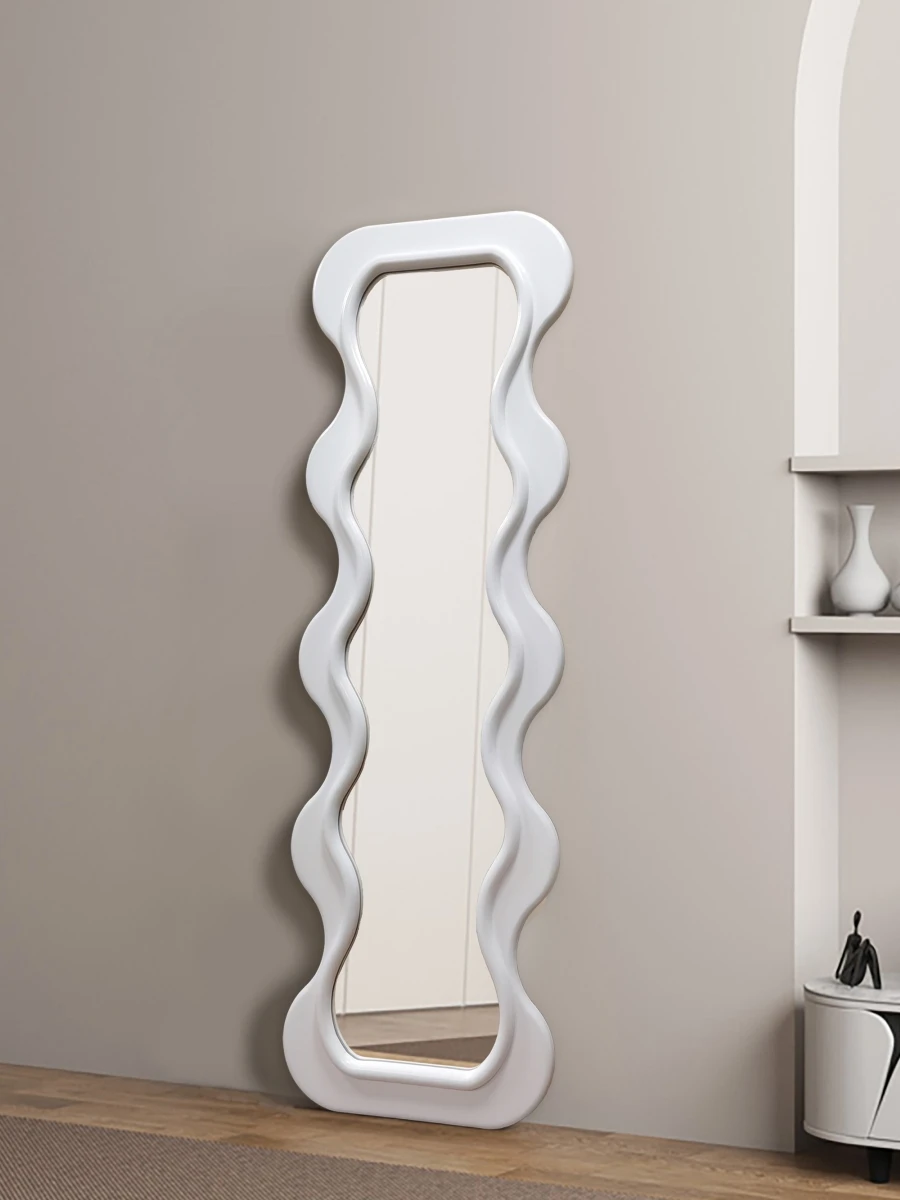 Wave design special-shaped online celebrity home floor-to-ceiling full-length mirror art modern simple fitting mirror against th