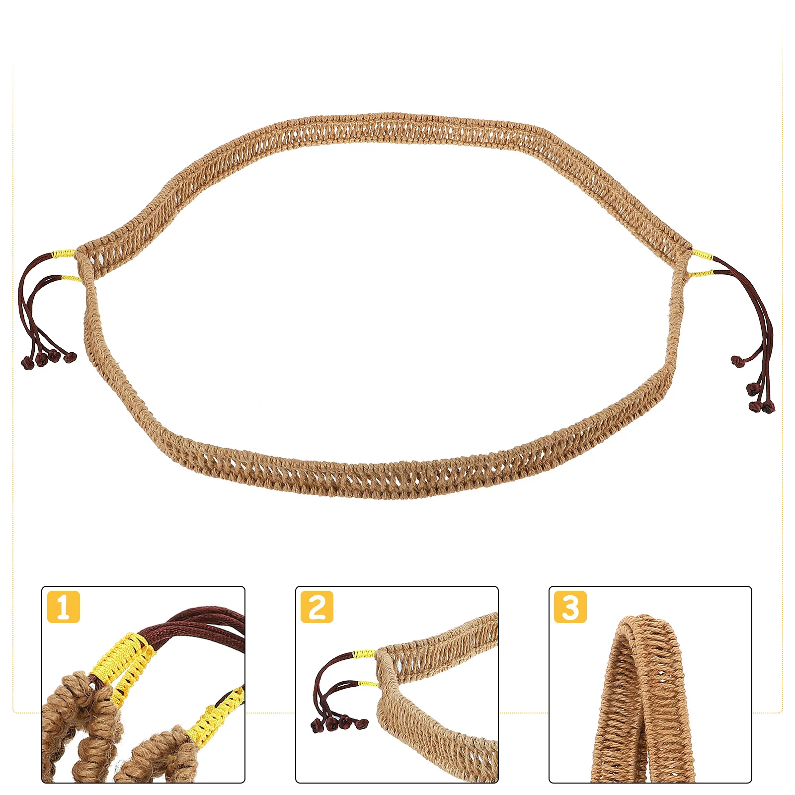 1Pc Beautiful Hemp Rope For Ethereal Drum Decoration Handcrafted Adjustable Natural Fiber Light Brown