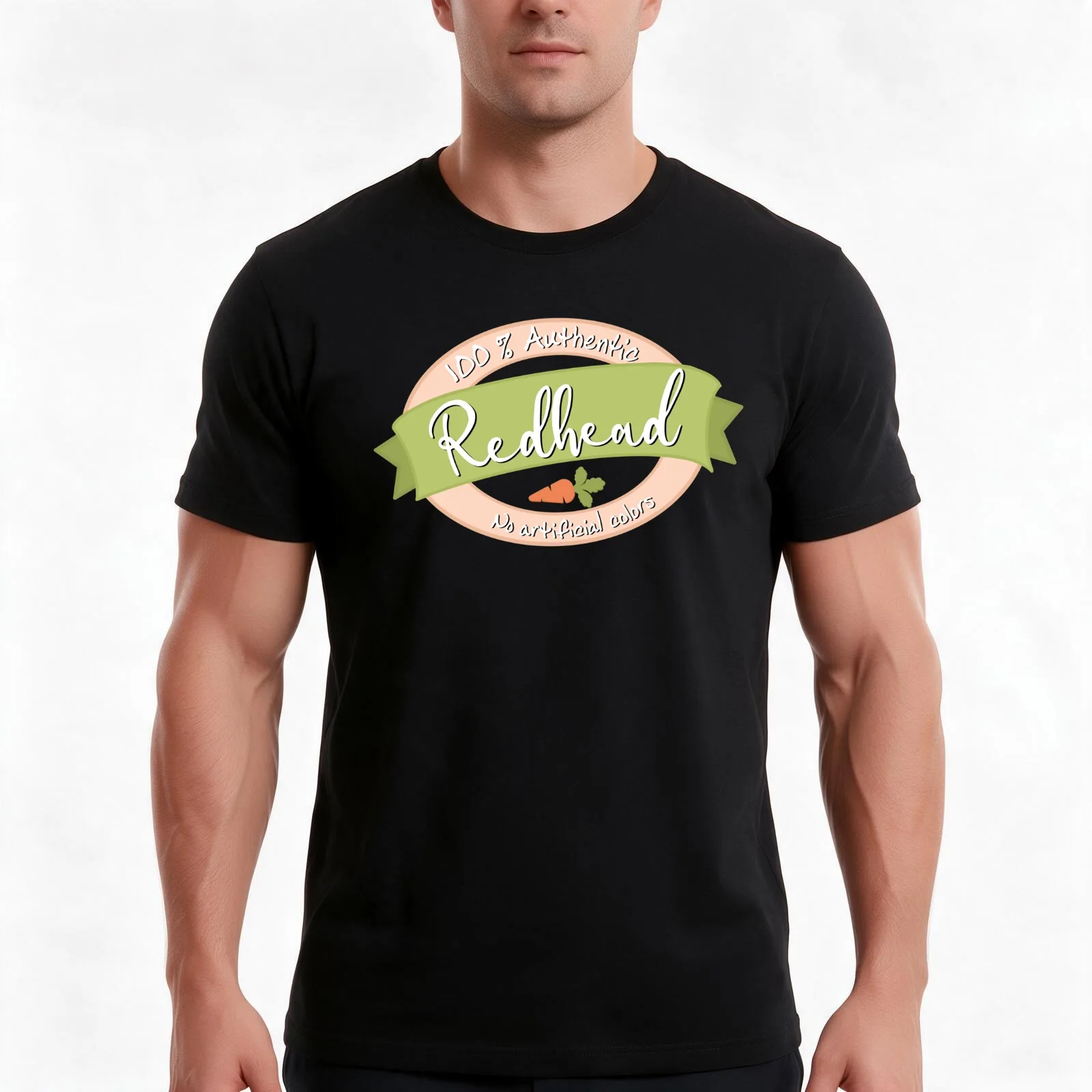 100% Authentic Redhead T-Shirt, Summer Casual Cotton Tee, Oversized Streetwear Tops, Vintage Graphic Print, Unisex Men Women