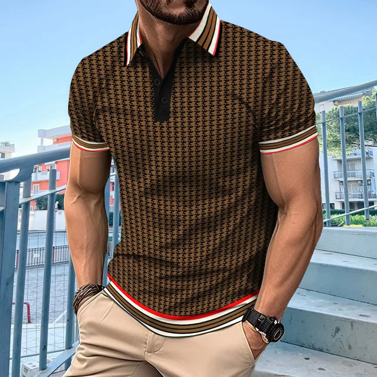 

Summer Men Solid Color Polo Shirts Lapel Button Short Sleeve Tops Fashion Golf T Shirt Oversize Business Casual Men's Clothing