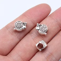 WYSIWYG 10pcs 13x9x7mm Antique Silver Color Snail Big Hole Beads Pendant Handmade Jewelry Findings For DIY Jewelry Making