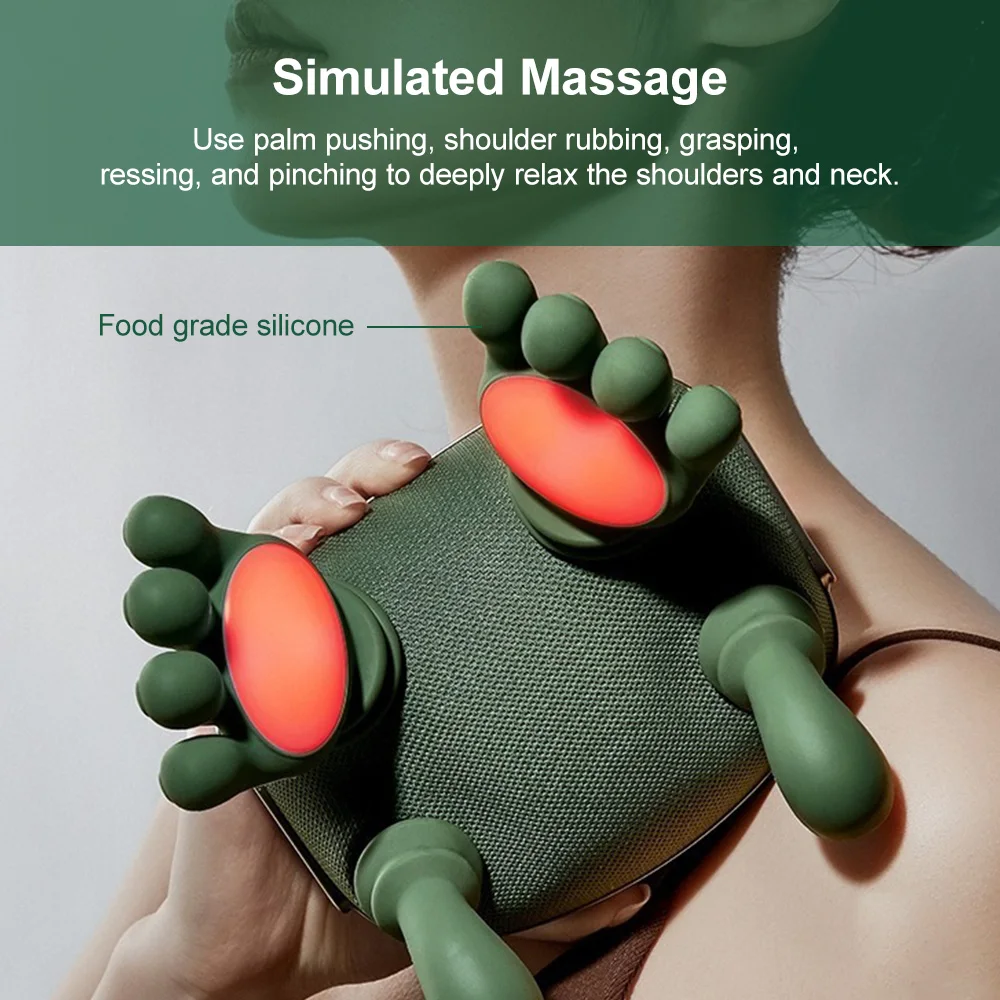 Wireless Neck Cervical Trapezius Kneading Massage Shawl 4D Bionic Finger Neck Shoulder Massager Brushless Motor Neck Masajeador