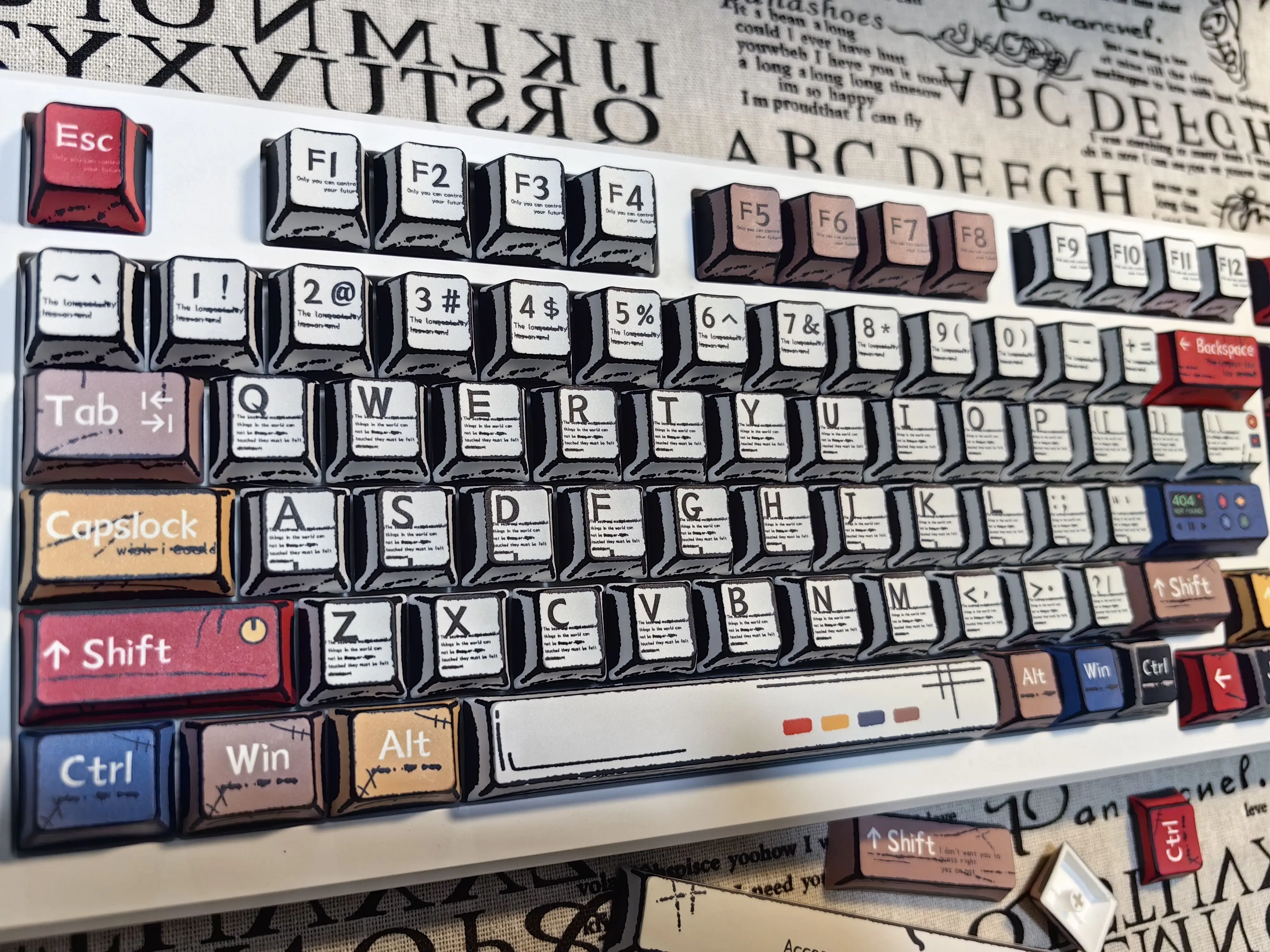 Classic Ink Newspaper Manga Modified Keycap Full Five Sided Heat Sublimation Cherry Profile Customization 130+Keypad Set Boxed