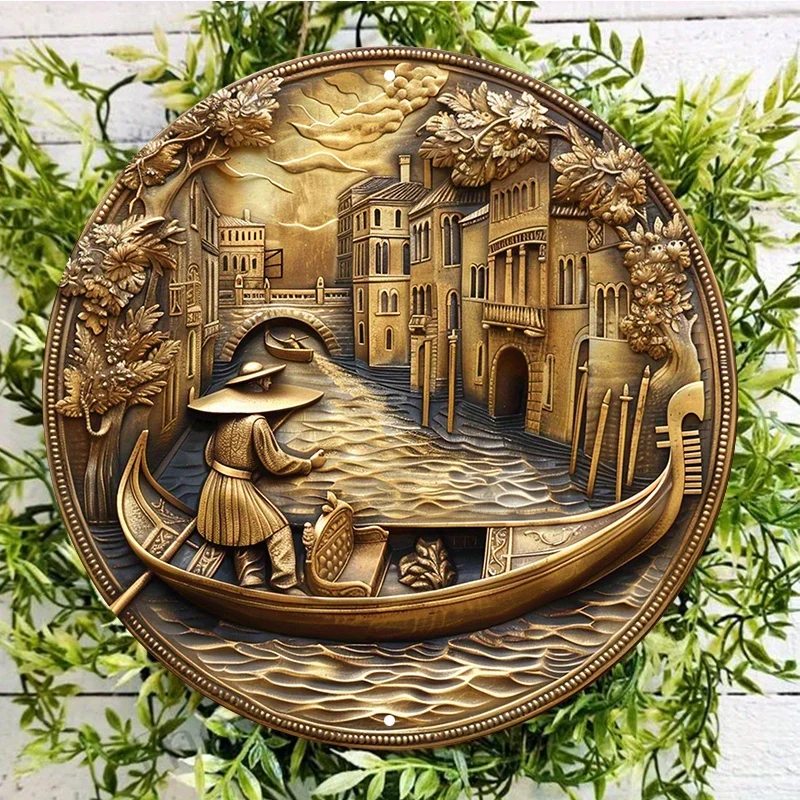 

Charming Gondola and Gondolier Aluminum Wall Sign, UV and Scratch Resistant, Outdoor and Indoor Decor, Decorative Wall Poster