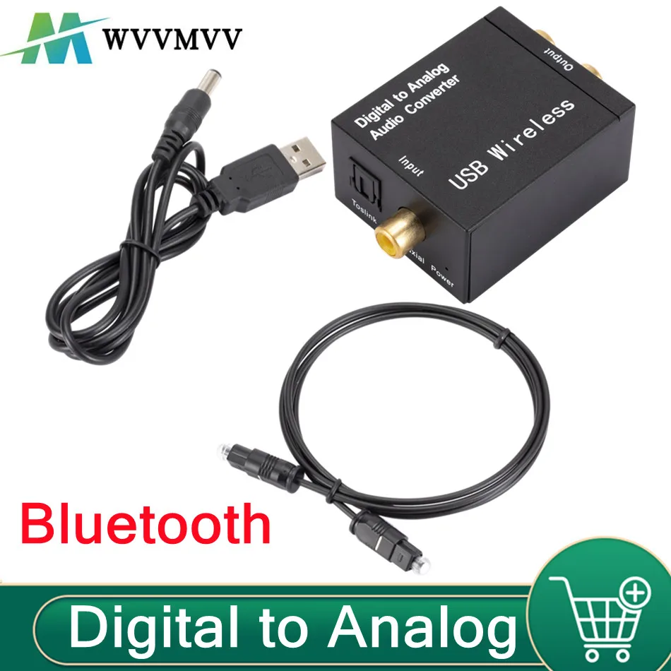 Digital to Analog Audio Converter RCA R/L Output Audio Adapter DAC Amplifier Box for Coaxial Optical SPDIF ATV DAC Decoder