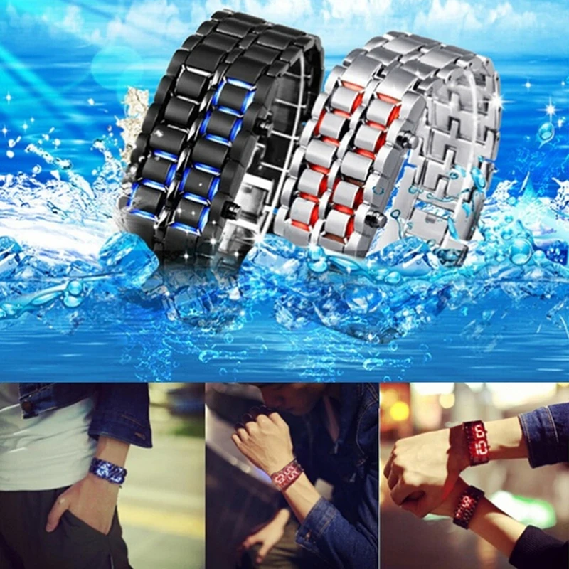 Lava Style Men Iron Metal LED Digital Sport Wrist Watch Couple Wathes Gifts