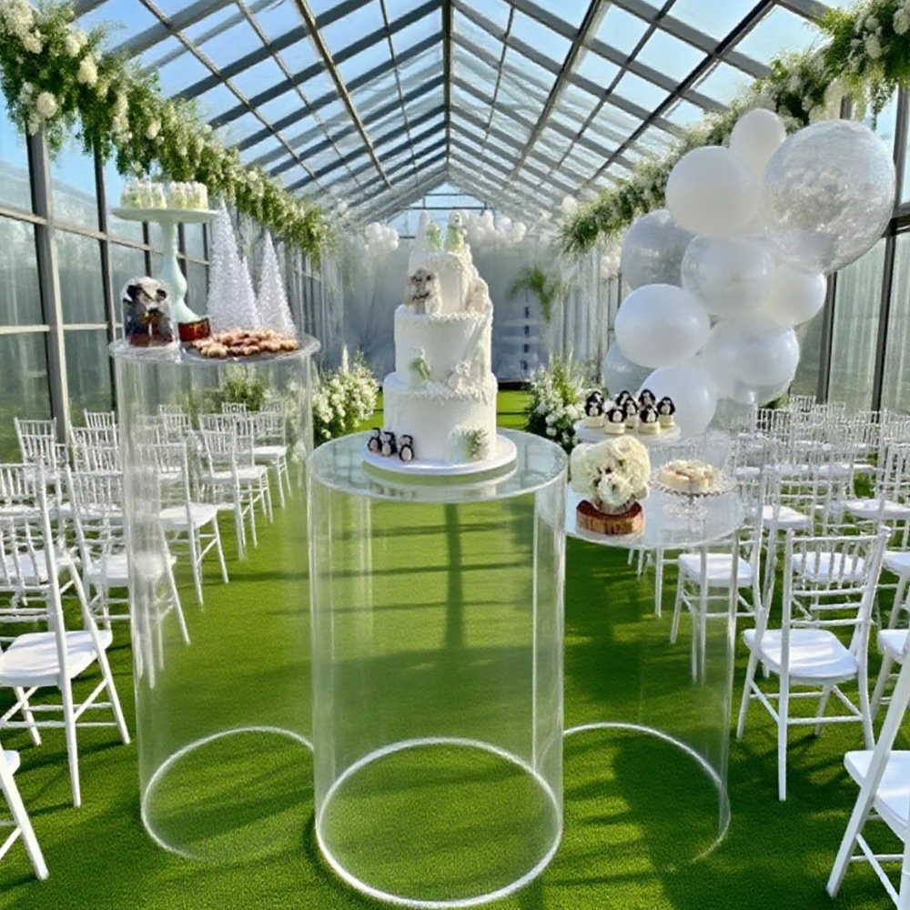 

3pcs)Wedding Road Lead acrylic Column Pillar Stage Background Decoration Wedding Plinth Flower Stand P senyu1429