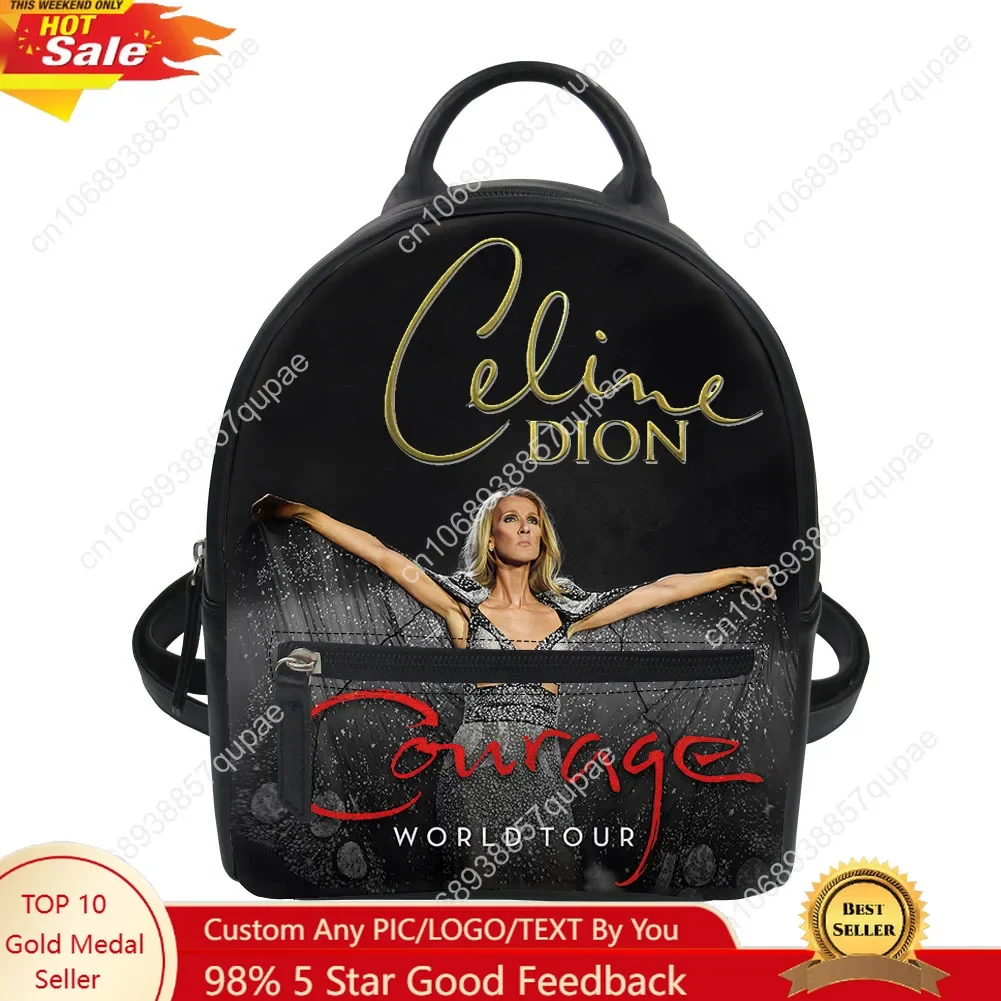 Celine Dion My Heart Will Go on Custom Backpack Purse Women Schoolbags Double Shoulder Bag Mini Daypack Leather Travel Bag