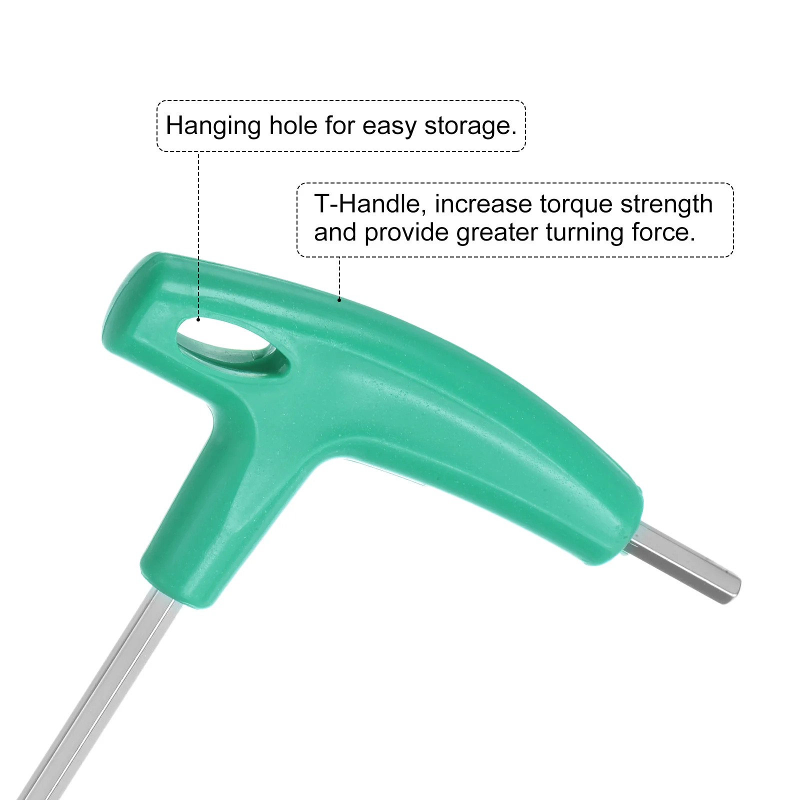 Chave sextavada com alça em T, braço longo de 12", chave sextavada interna com chave T de 5 mm