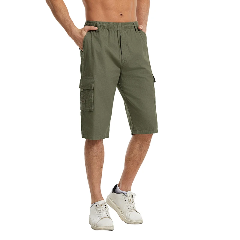 

Повседневные брюки с несколькими карманами, рабочие шорты, дышащие летние новые шорты-карго больших размеров, мужские шорты-карго длиной до икры 6XL, короткие брюки на шнурке