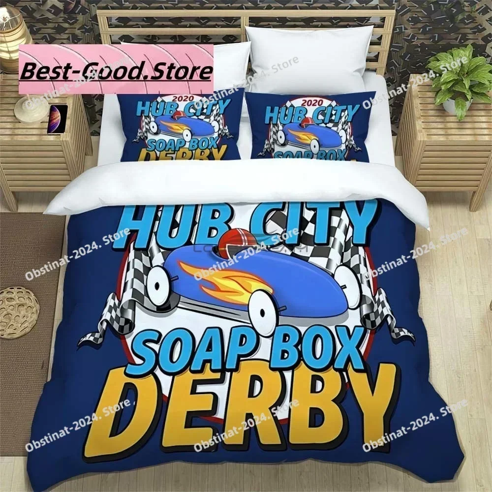 Fashion Soap Box Derby Bedding Set Printed single Comforter Quilt Bed Cover Duvet Cover Pillow Case 3 Pieces Set Kids Adult Size