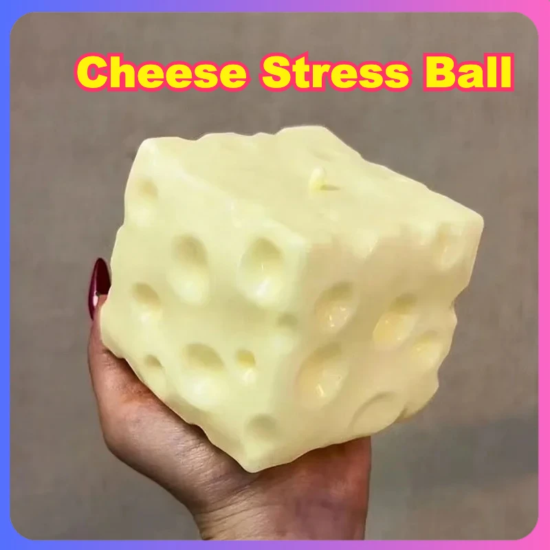 Jumbo Käse-Würfel Stressball Großer Formbarer Käse-Squeeze-Ball Nicht-Springender Fidget-Spielzeug ASMR Sensorisches Anti-Stress Festival-Geschenk