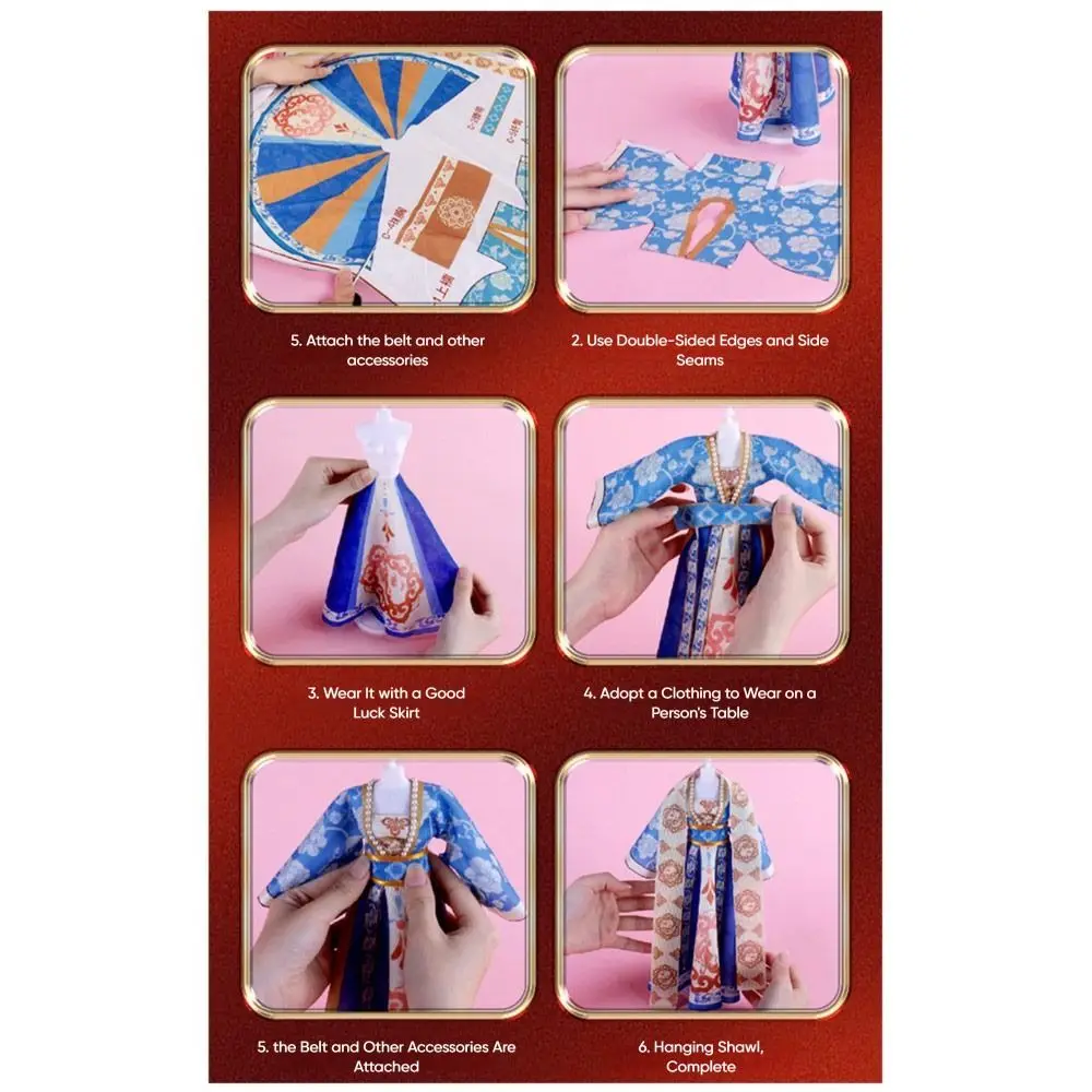 

Creative Chinese Style DIY Hanfu Clothes Toy with 5 Models Multicolor Clothes Kit Developmental Cloth Hanfu Clothes Toy