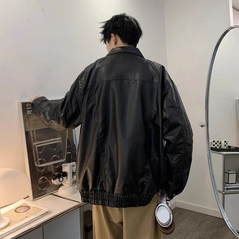 

Streetwear Essential Men's Brown PU Leather Jacket Oversized Motorcycle Coat for Autumn Retro American Style Leather Jacket​