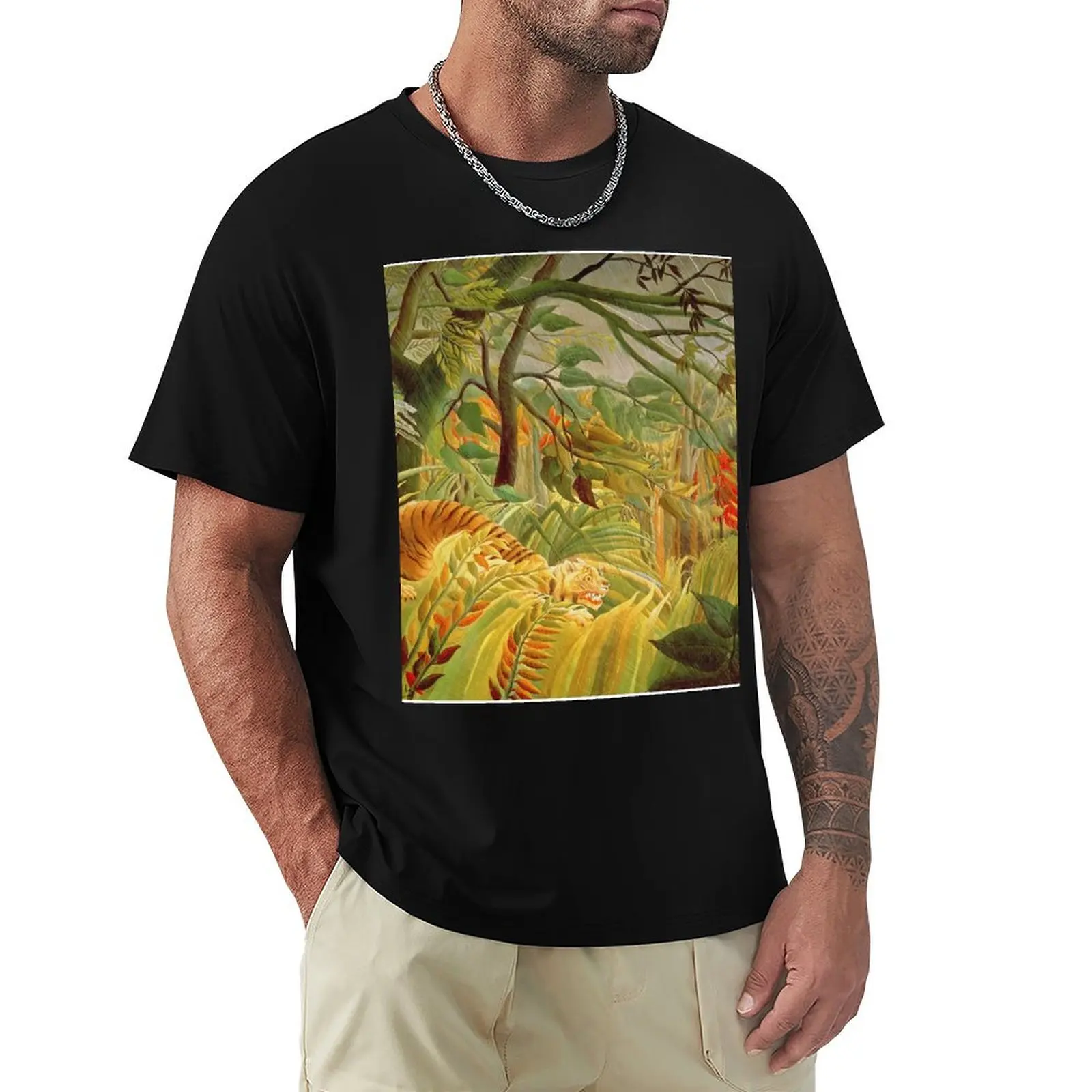

Henri Rousseau - Tiger In A Tropical Storm (Surprised) T-Shirt vintage t shirts summer clothes mens graphic t-shirts funny