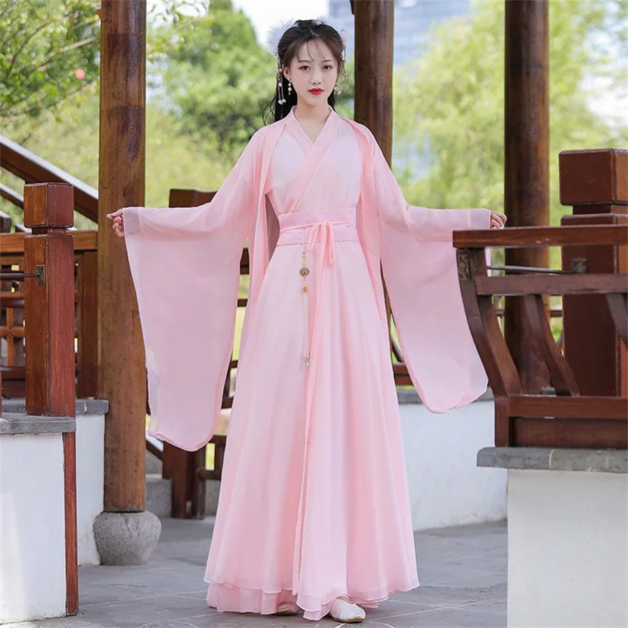 Chinese Traditional Folk Dance Costume Women Hanfu Clothing Lady Ancient Swordsman Cosplay Outfit Tang Dynasty Stage Dance Wear