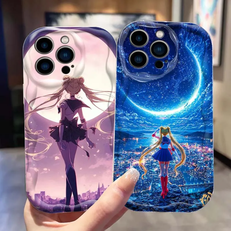 

S-Sailor M-Moon Popular Art Phone Case For Apple iPhone 16 16E 15 14 13 12 11 XR XS X Pro Max Plus Wave Oil Cover Soft Funda