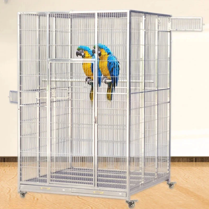 Stainless Large Bird Cage Home Myna Courtyard Parrot Cockatiel Bird Cage Birdhouse Nest Oiseaux Accessoires Pet House