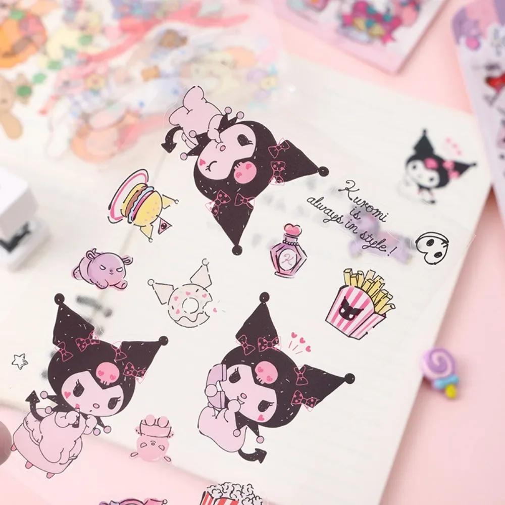 อะนิเมะ Sanrio อุปกรณ์ต่อพ่วง Kawaii น่ารัก Kuromi paster การ์ตูน DIY นักเรียนไดอารี่วัสดุตกแต่งเคสโทรศัพท์มือถือของขวัญเทศกาล