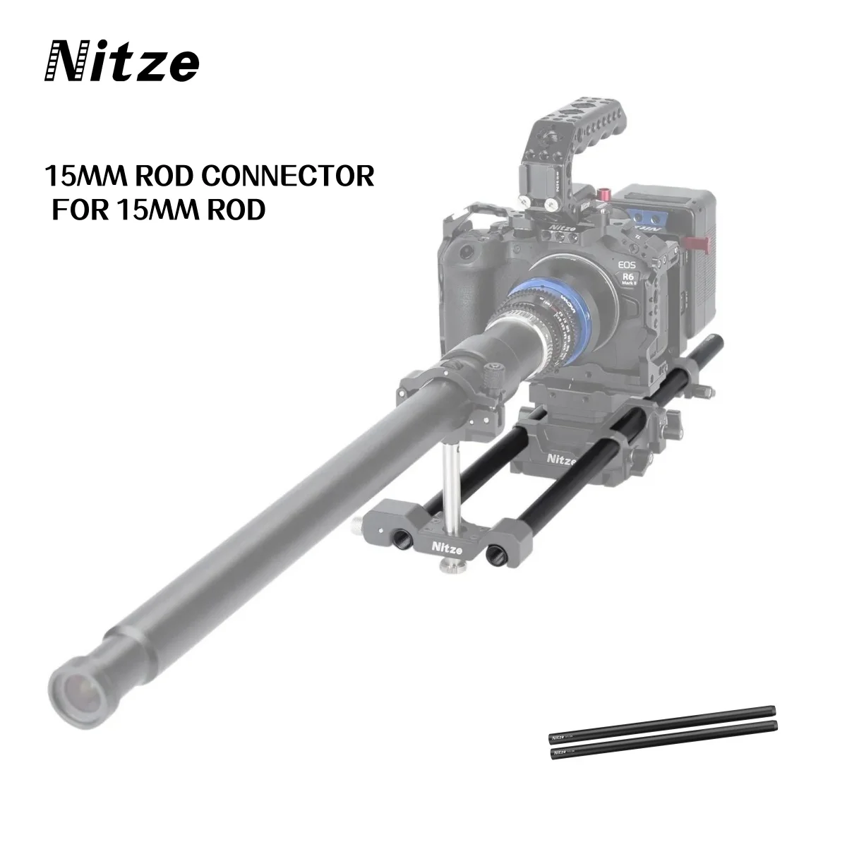 Nitze 16 Inches 15mm Aluminum Alloy Rod with M11 Female Thread 2 Pcs
