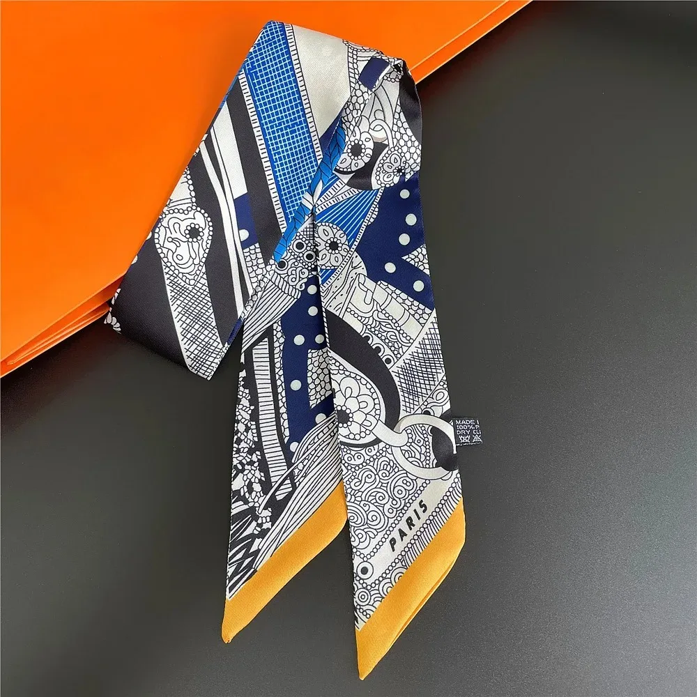 2024 Korean Fashion New Women\'s Twill Decorative Ribbon Small Scarf Binding Bag Handle Ribbon Hair Band Small Scarf Headband