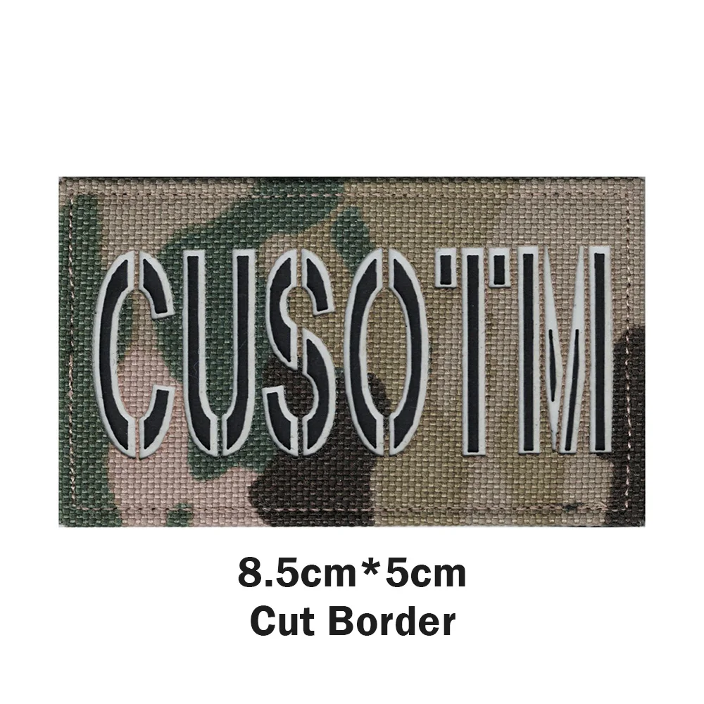 Custom Laser Cut Patch Name Tapes, Fold Border, Two Color Letters, IR IFF, Infrared Reflection, Reflective Material, Luminous image 3