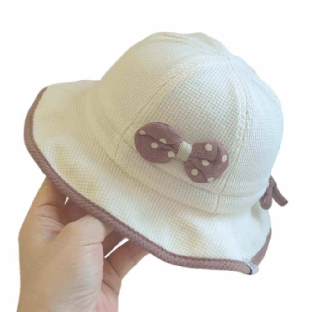 

Casual Ruffle Bows Baby Bucket Hat Breathable Adjustable Drawstring Fisherman Hat Comfortable INS Baby Sun Visor Hat Outdoor