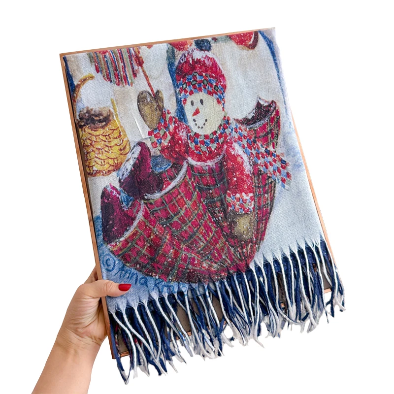 النفط اللوحة تصميم الكشمير وشاح للنساء شتاء دافئ شالات ناعمة التفاف الأوشحة سيدة الباردة برهان المعطف Echarpe الباشمينا الشالات