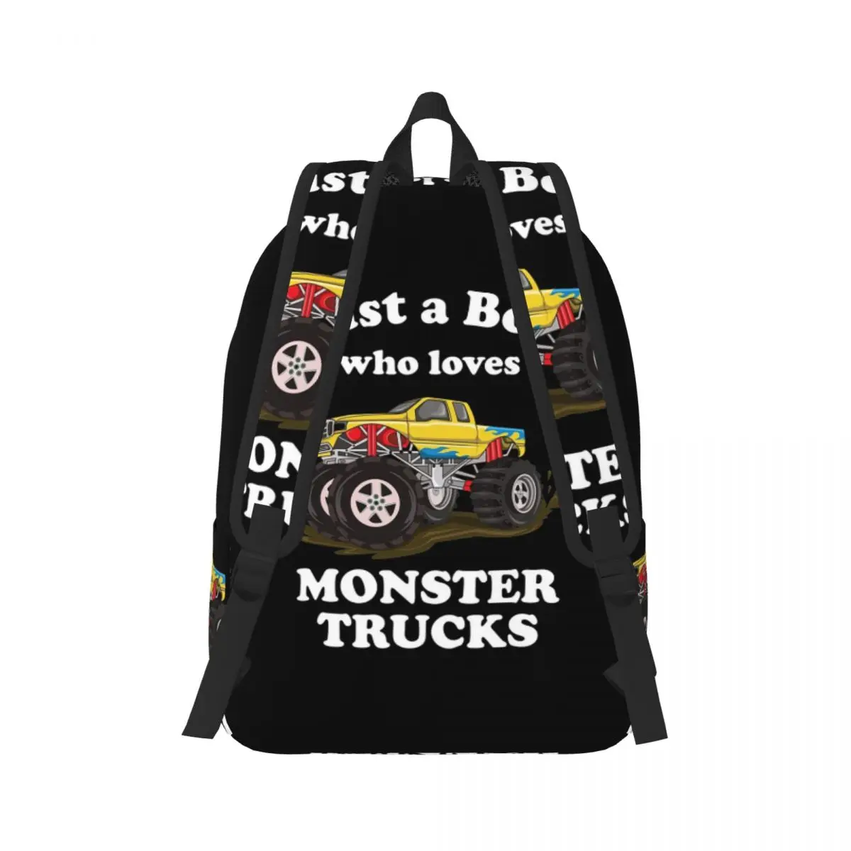 Just A Boy Who Loves Monster Trucks Backpack Daypack Large Capacity Kids BookBag School Bag Shoulder Bags for Men Women