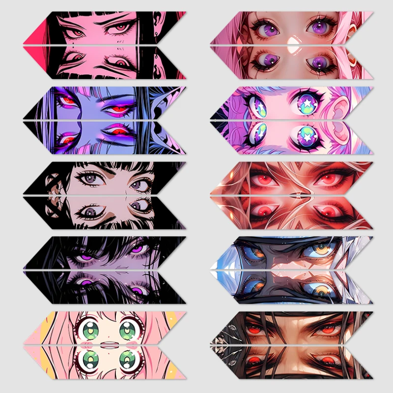 1Pair JDM Eyes Road Bicycle Top Tube Anime Stickers Waterproof DIY MTB Bike Down Tube Vinyl Decals Motorcycle Body Decoration