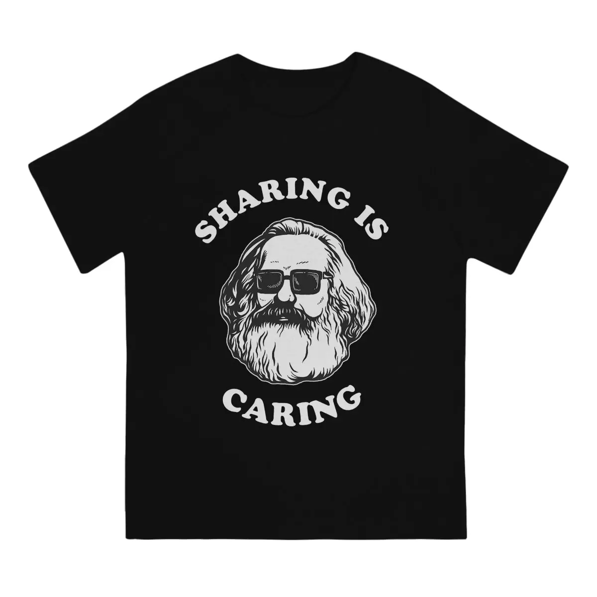 Sharing Is Caring Men T Shirt Karl Marx Casual Tee Shirt Short Sleeve Crewneck T-Shirts Cotton New Arrival Clothes