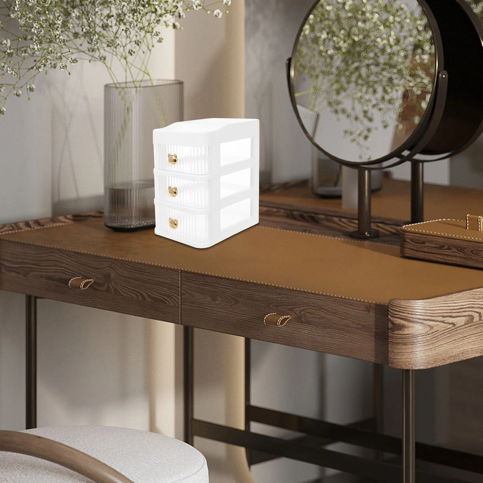 Drawer Storage Box Bathroom Makeup Organizer Clear Organizers Countertop with Drawers Stackable Plastic Desk Student