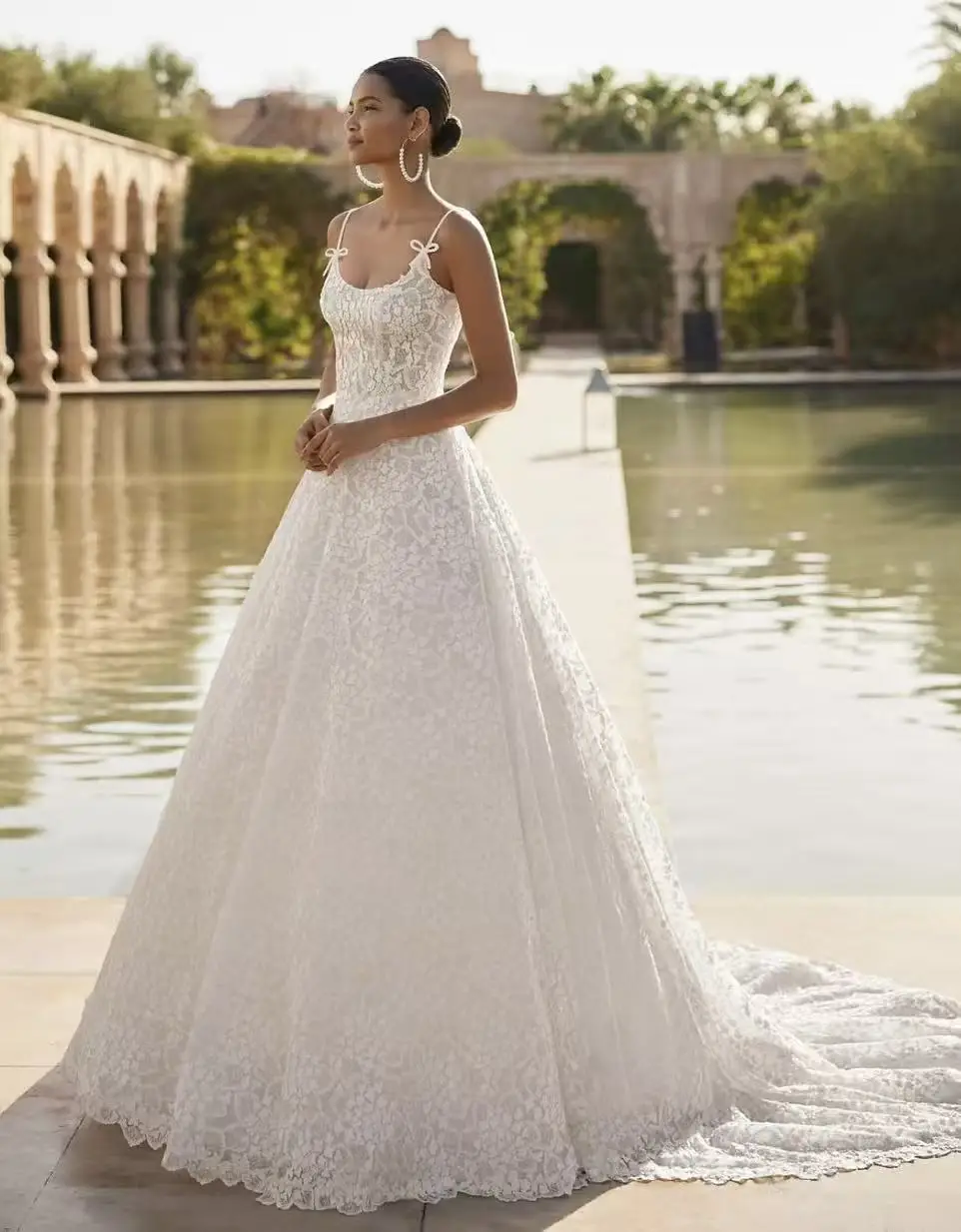 Nimf A-lijn trouwjurken boothals spaghettibandjes vestido de novia kant chique op maat gemaakte robe de mariee