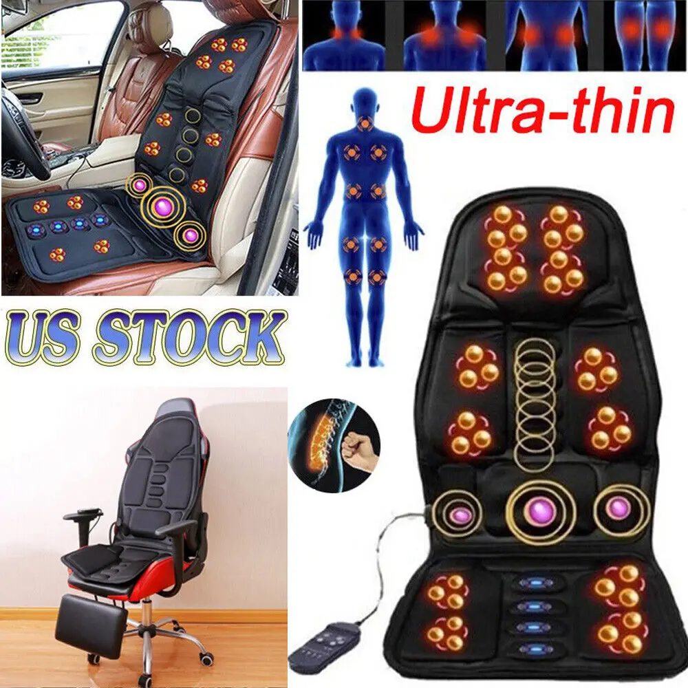 Vibrating Massage Seat 8 Mode Massage Chair Cushion Neck Lumbar Whole Body Massager Chair for Car Home