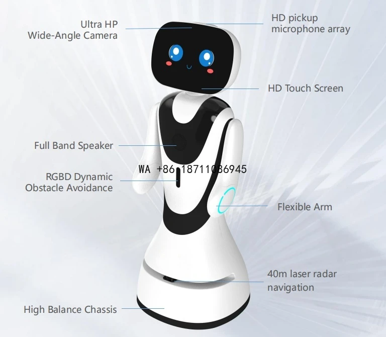 Premium Intelligent Service Robot as Waiter, School Assistant, Security Patrol and Museum Guide, Android Controlled IP67