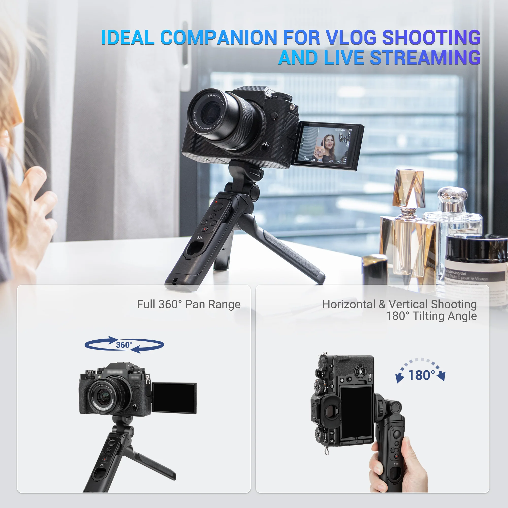 JJC Shooting Grip with Wireless Remote For Fujifilm Cameras X100VI, X-S20, X-T50, X-H2, X-T5, X-T4, X-T3, X-T30 II, X-T30, X-S10