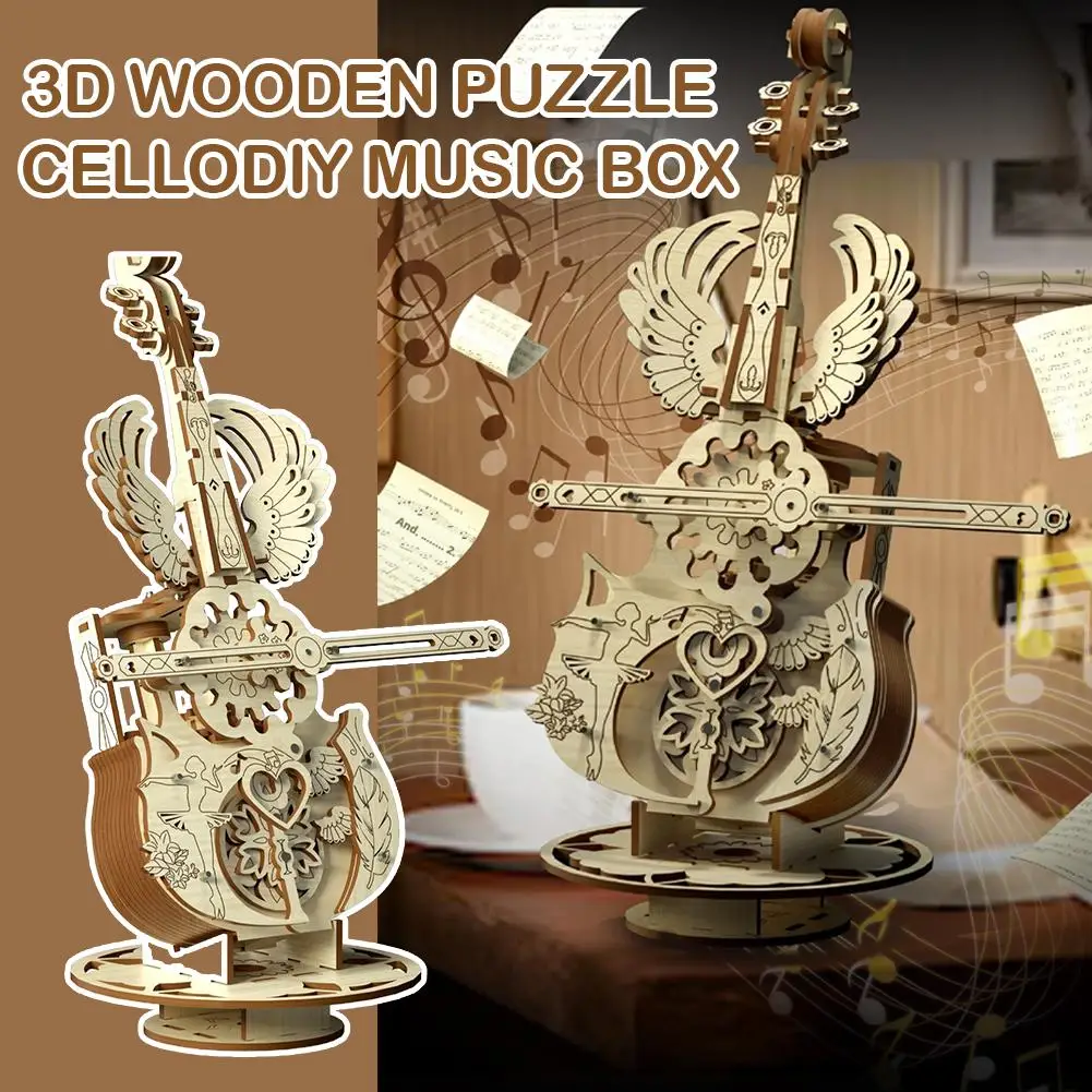 3D Wooden Puzzle Music Box Piano Model Kit DIY Assembly Musical Instrument Building Kits Home Decor Crafts Gift for Adults Kids
