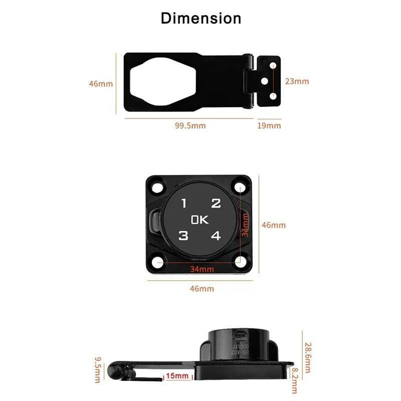 B34B-Electronic Smart Password Lock Card Cabinet Door Lock Anti-Theft File Locker Refrigerator Door Password Lock 3 Inches